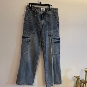 Hudson Jeans Women's Denim Wide-Leg Cargo Pants - Preloved
